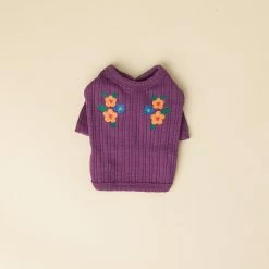 Cote A Cote Wear Floral Embroidered Cardigan Purple