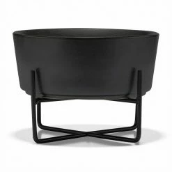 Waggo Simple Solid Bowl + Holder Black Live