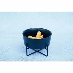 Waggo Simple Solid Bowl + Holder Black Live