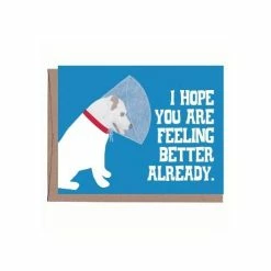 La Familia Green Dog With Cone Get Well Card