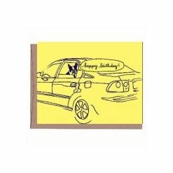 La Familia Green Paper Dog In Window Birthday Card