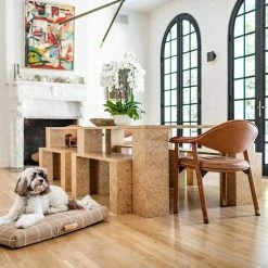 LAY LO Live Tan Grid Dog Bed Or Bed Cover