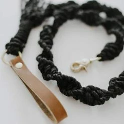 Macramama Walk Macrame Leash Black