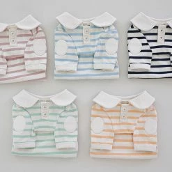Near By Us Stripe Collar Top Pink