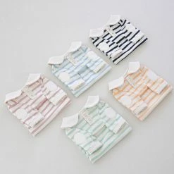 Near By Us Stripe Collar Top Navy