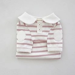 Near By Us Stripe Collar Top Pink
