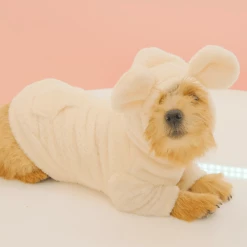 Hey Jerry Wear Teddy Bear Fur Hoodie Cream