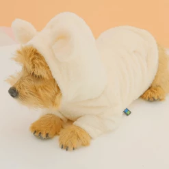 Hey Jerry Wear Teddy Bear Fur Hoodie Cream