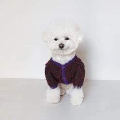 Cote A Cote Wear Boucle Cardigan Plum