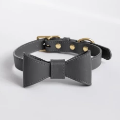 Pipolli Bow Leather Collar Grey
