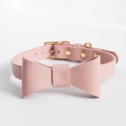 Pipolli Bow Leather Collar Pink