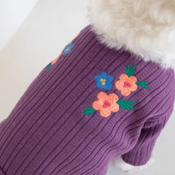 Cote A Cote Wear Floral Embroidered Cardigan Purple