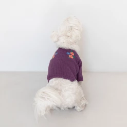 Cote A Cote Wear Floral Embroidered Cardigan Purple