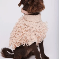 Max-bone Wear Curly Knit Sweater Peach