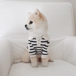 Near By Us Stripe Collar Top Navy