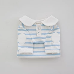 Near By Us Stripe Collar Top Blue