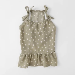Mon Cheri New Dot Shoulder Ribbon Dress Olive