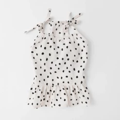 Mon Cheri New Dot Shoulder Ribbon Dress Ivory