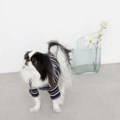 Mon Cheri Multi-Border Ribbed Pullover Navy New