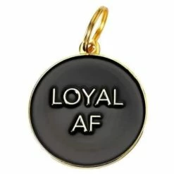 Two Tails Pet Company Style Loyal AF Collar Charm Black