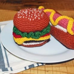 Ware Of The Dog Live Hand Knit Hot Dog Toy