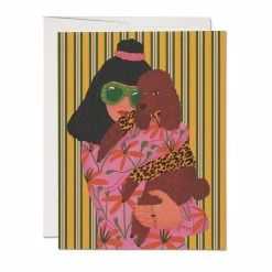 Red Cap Cards Paper Poodle Woman Card